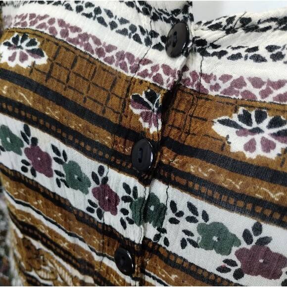 PTNY Midi Dress Size M Gauzy 3/4 Sleeve Brown Green Lightweight Eart tones fairy - Picture 4 of 12